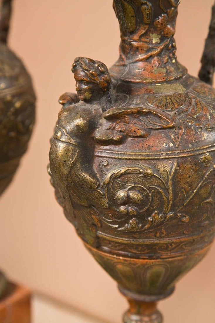 Pair of Bronze Ewers Mounted as Lamps - 5