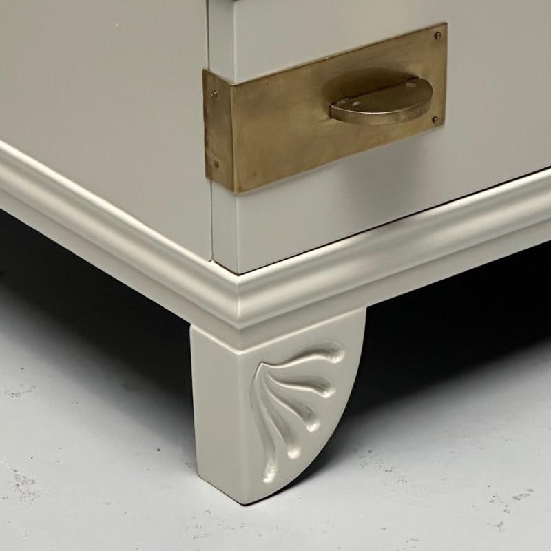 Tommi Parzinger Style, Mid-Century Modern, Cabinets, White Paint, Bronze - 8