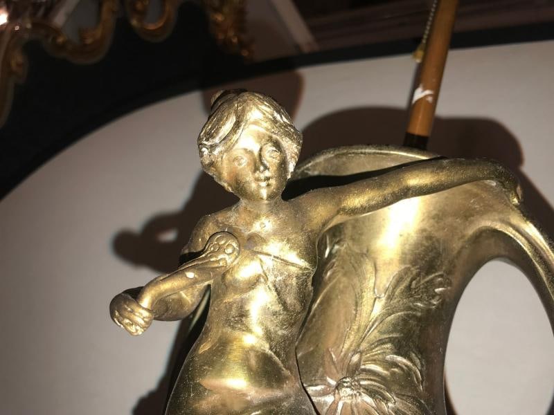 Pair of Art Nouveau Figural Urns Mounted as Lamps - 7