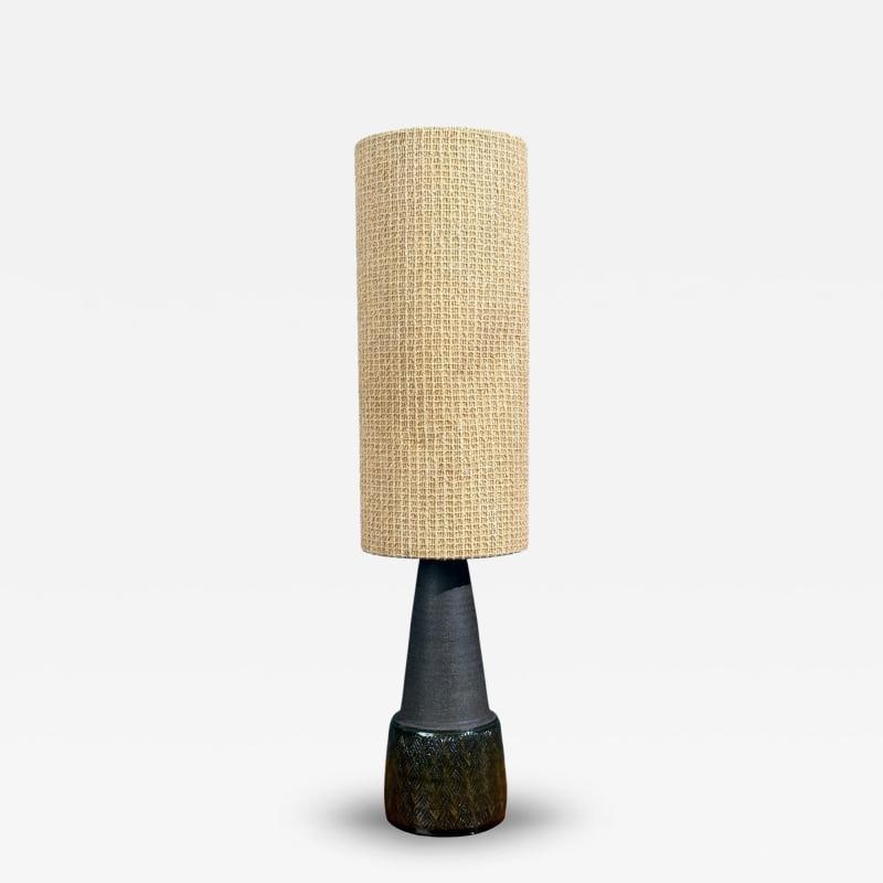 Nils Kähler, Table Lamp, Green Ceramic, Textile, Denmark, 1960s (1 of 7)
