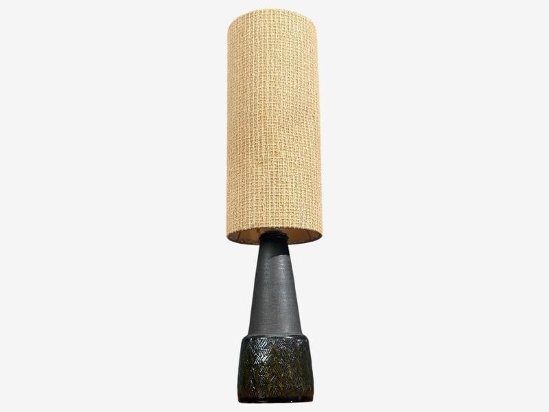Nils Kähler, Table Lamp, Green Ceramic, Textile, Denmark, 1960s - 2