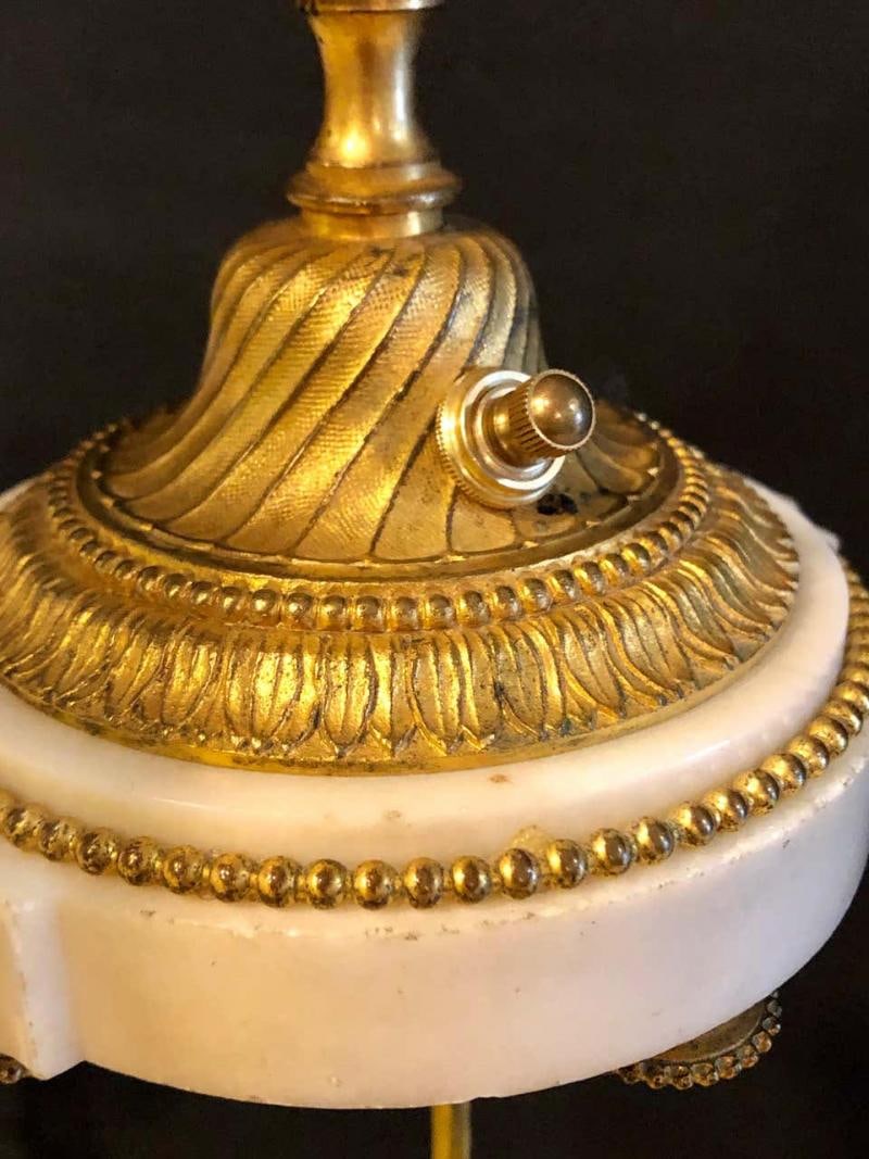 Pair of French Louis XVI Style Dore Bronze and Marble Candelabra or Table Lamps - 10