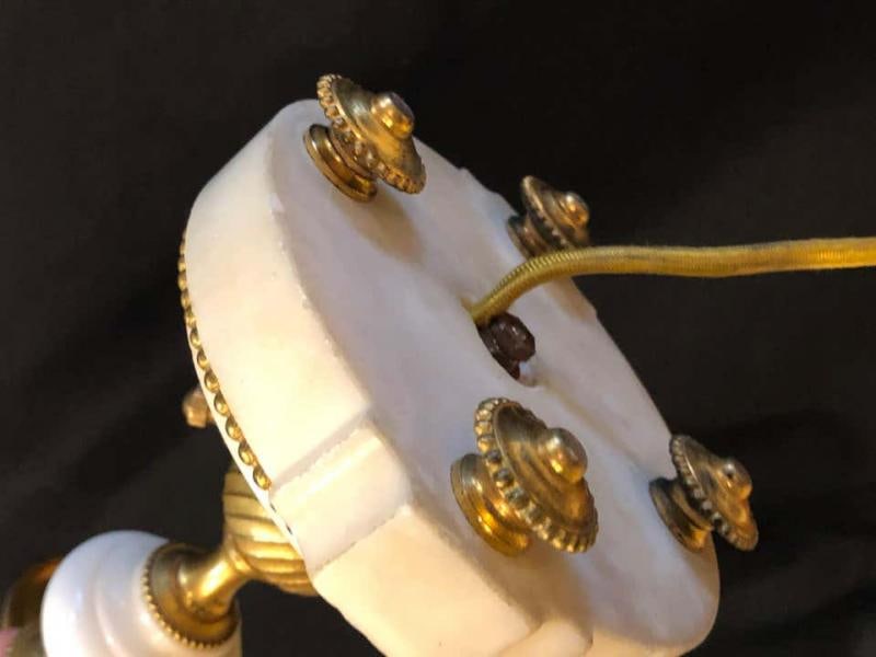 Pair of French Louis XVI Style Dore Bronze and Marble Candelabra or Table Lamps - 8