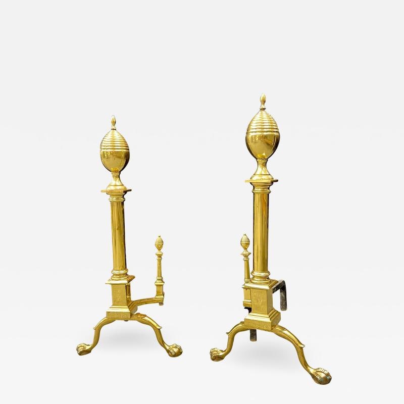 Pair of Large Bronze Georgian Style Andirons (1 of 9)