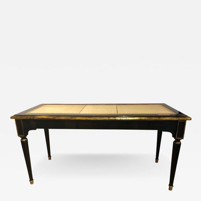 Ebonized Jansen Style Coffee Table with a Greek Key Design and Leather Top (1 of 13)