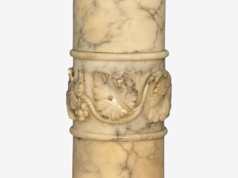 Neoclassical, Winged Angel On Pillow, Alabaster Statue on Pedestal, Italy, 1920s - 12