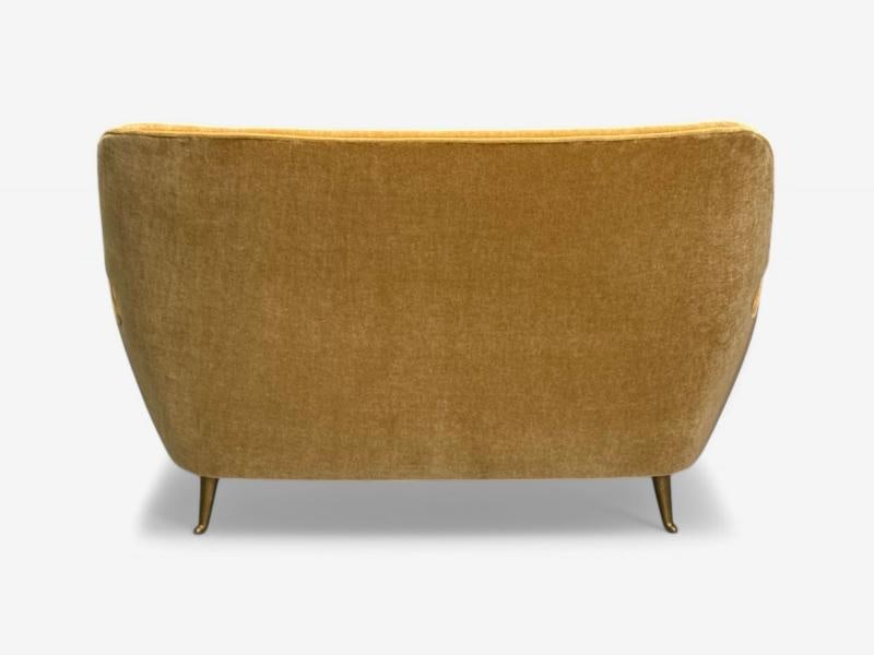 ISA Bergamo, Italian Mid-Century Modern, Bronze, Camel Mohair, Settee, 1950s - 10