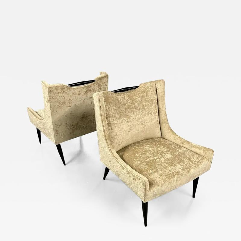 Pair of Mid-Century Modern Slipper/Lounge Chairs, Harvey Probber Style, American: Title: Pair of Mid-Century Modern Slipper/Lounge Chairs, Harvey Probber Style, American Description: Description 1: Pair of Mid-Century Modern slipper/lounge chairs, Harvey Probber style, American