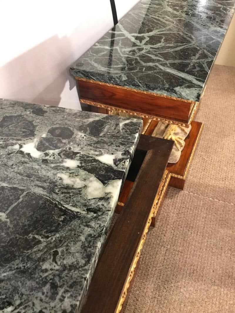 19th Century Federal Style Console Tables, Mahogany, Opposing Eagles, Marble - 12