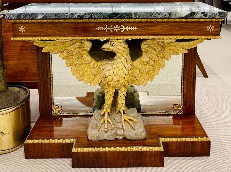 19th Century Federal Style Console Tables, Mahogany, Opposing Eagles, Marble - 6
