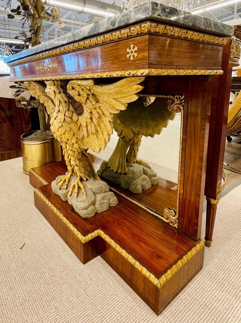 19th Century Federal Style Console Tables, Mahogany, Opposing Eagles, Marble - 8