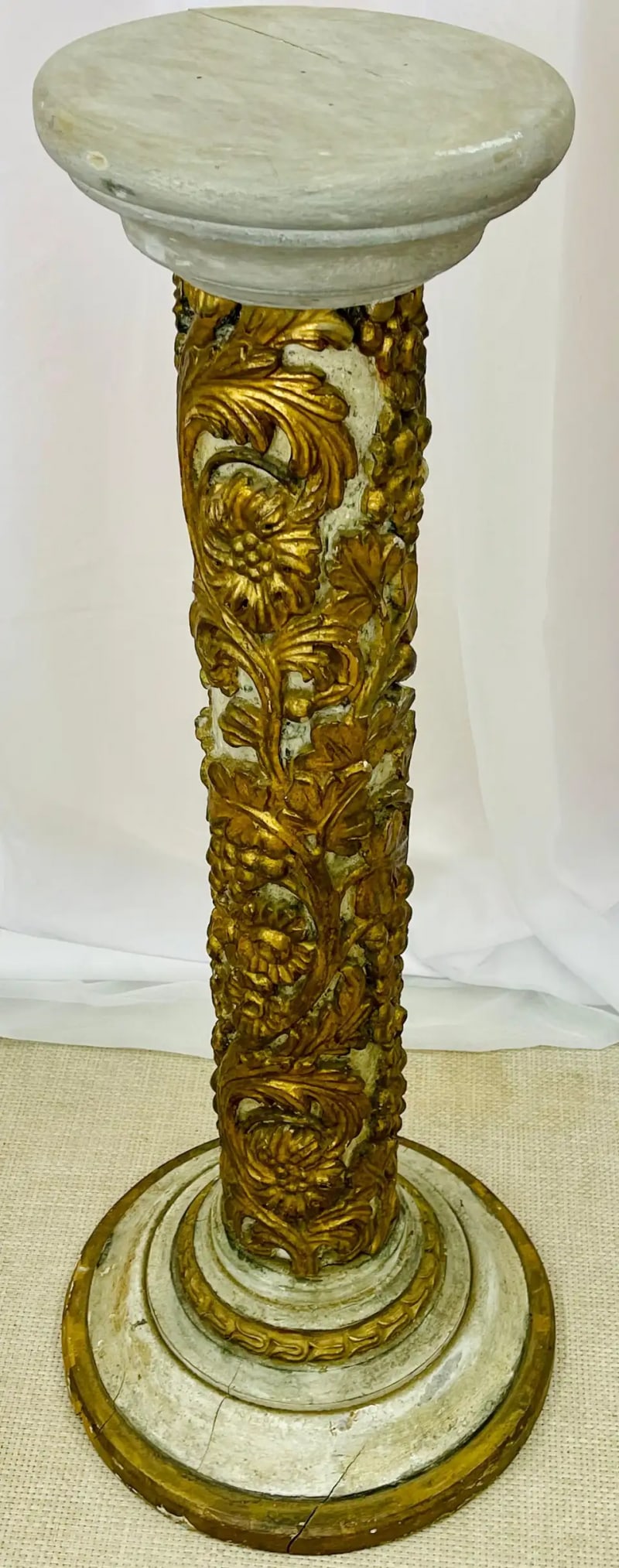 Pair of Giltwood and Paint Decorated Italian Columns, Pedestals, Gustavian Style - 6