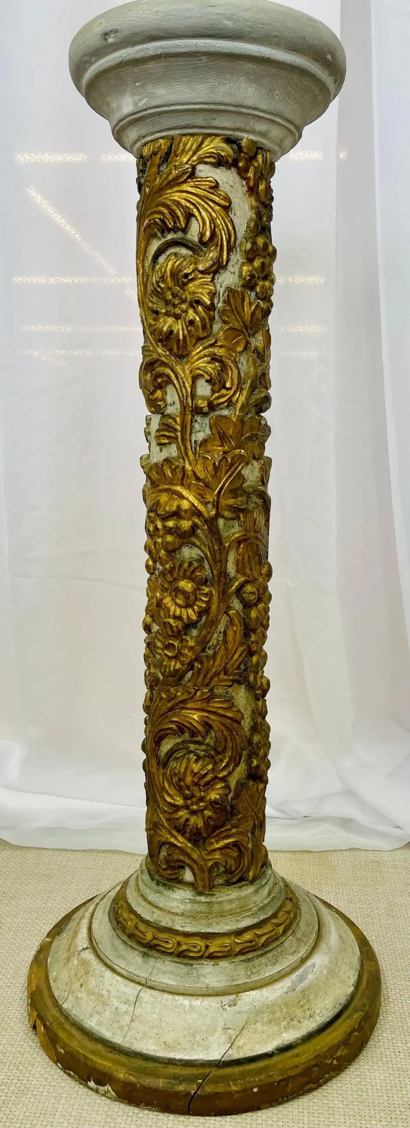 Pair of Giltwood and Paint Decorated Italian Columns, Pedestals, Gustavian Style - 8
