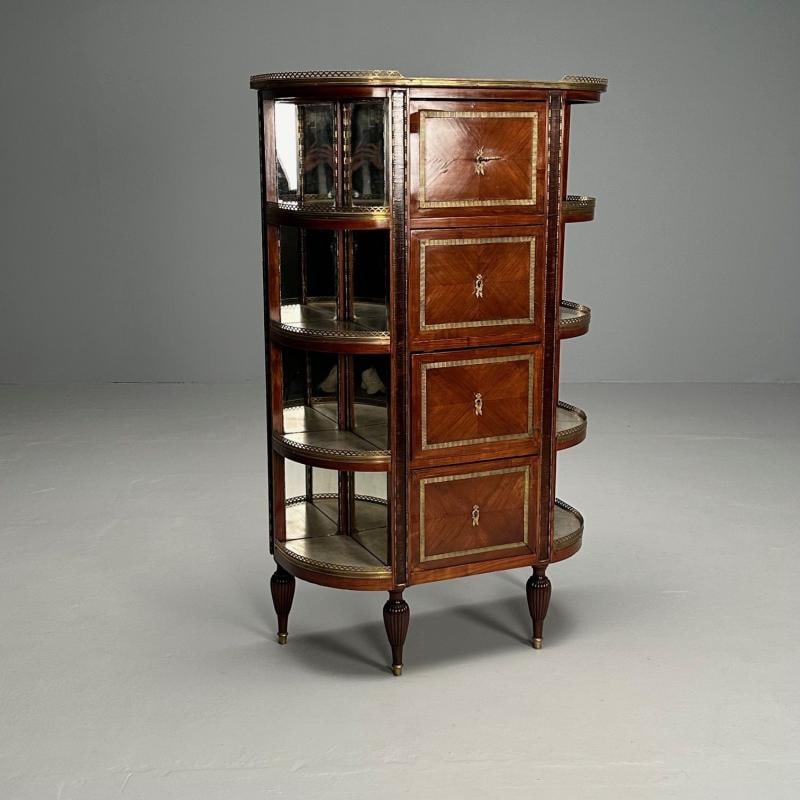 French Louis XVI Demilune Chest of Drawers, Vitrine / Showcase Cabinet - 12