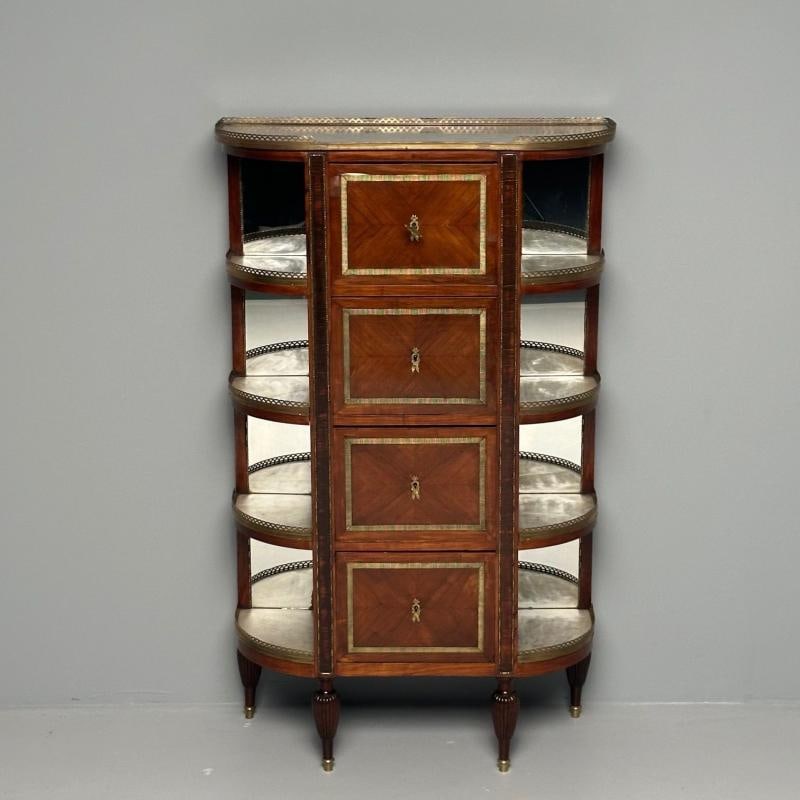 French Louis XVI Demilune Chest of Drawers, Vitrine / Showcase Cabinet - 3