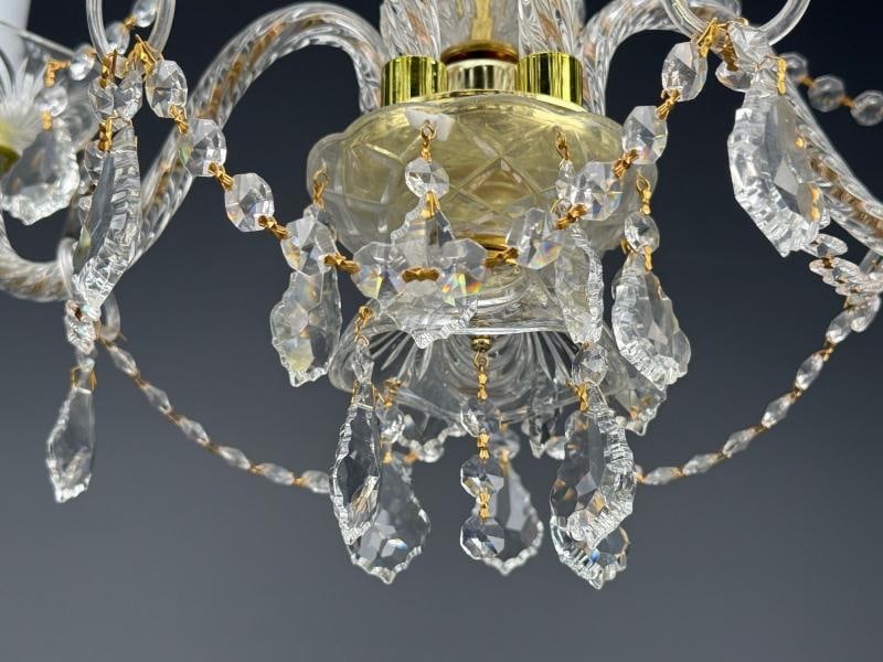 Venetian Style, Large Chandeliers, Brass, Crystal, Italy, 1960s - 12