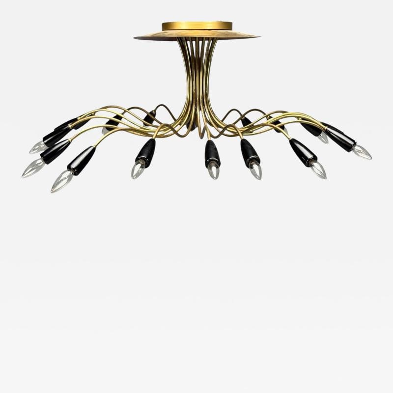 Italian Modern, Enameled Metal, Brass, Chandelier, Italy, 1960s (1 of 9)