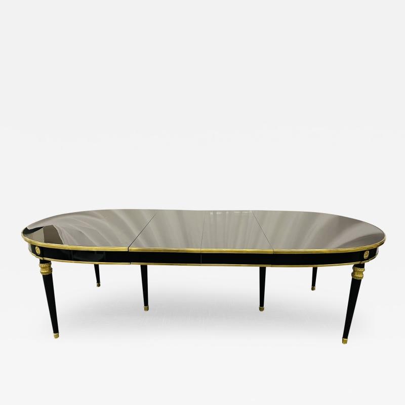 Maison Jansen, Black Lacquer, Bronze, Ebonized Dining Table, France, 20th c. (1 of 12)