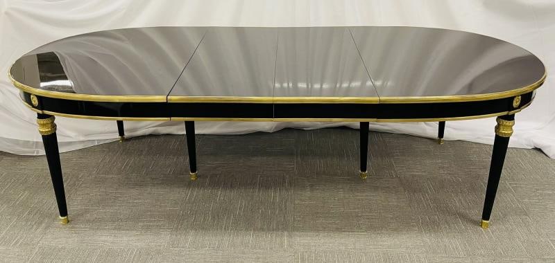 Maison Jansen, Black Lacquer, Bronze, Ebonized Dining Table, France, 20th c. - 2