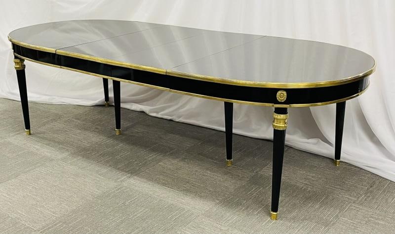 Maison Jansen, Black Lacquer, Bronze, Ebonized Dining Table, France, 20th c. - 3