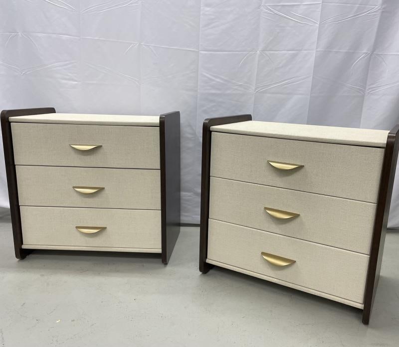 Pair of Modern Linen Chest, Nightstands, Dressers, Walnut, Custom American - 4