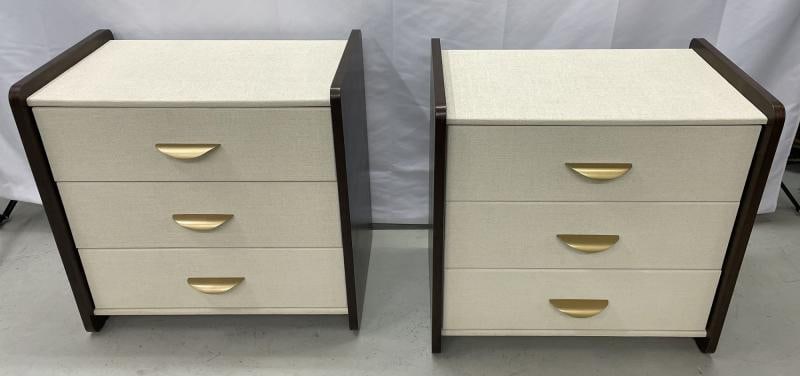 Pair of Modern Linen Chest, Nightstands, Dressers, Walnut, Custom American - 6