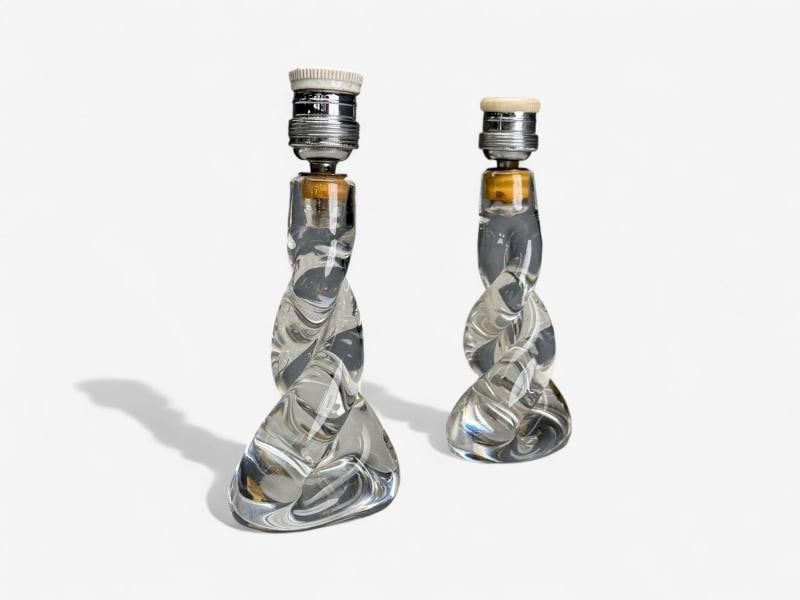 Sevres, French Modern, Glass, Brass, Small Table Lamps, France, 1960s - 3