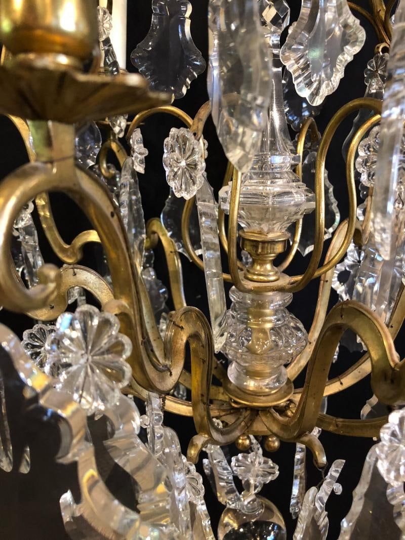 French Bronze and Crystal Gilt Chandelier, Louis XVI Style - 10