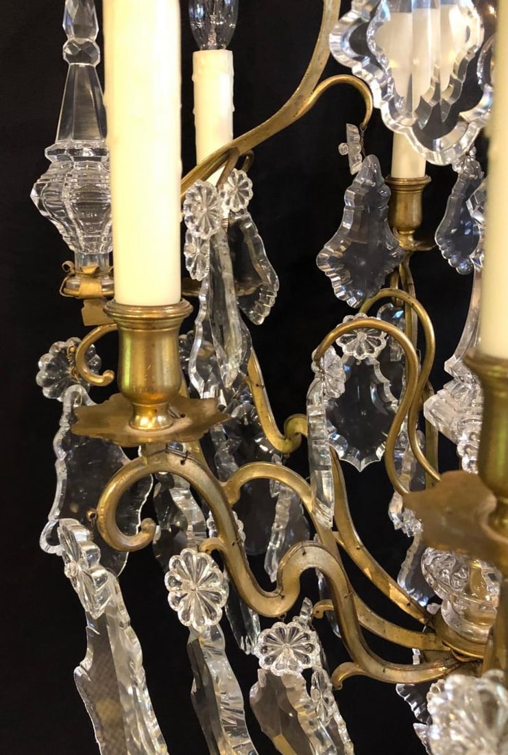 French Bronze and Crystal Gilt Chandelier, Louis XVI Style - 4