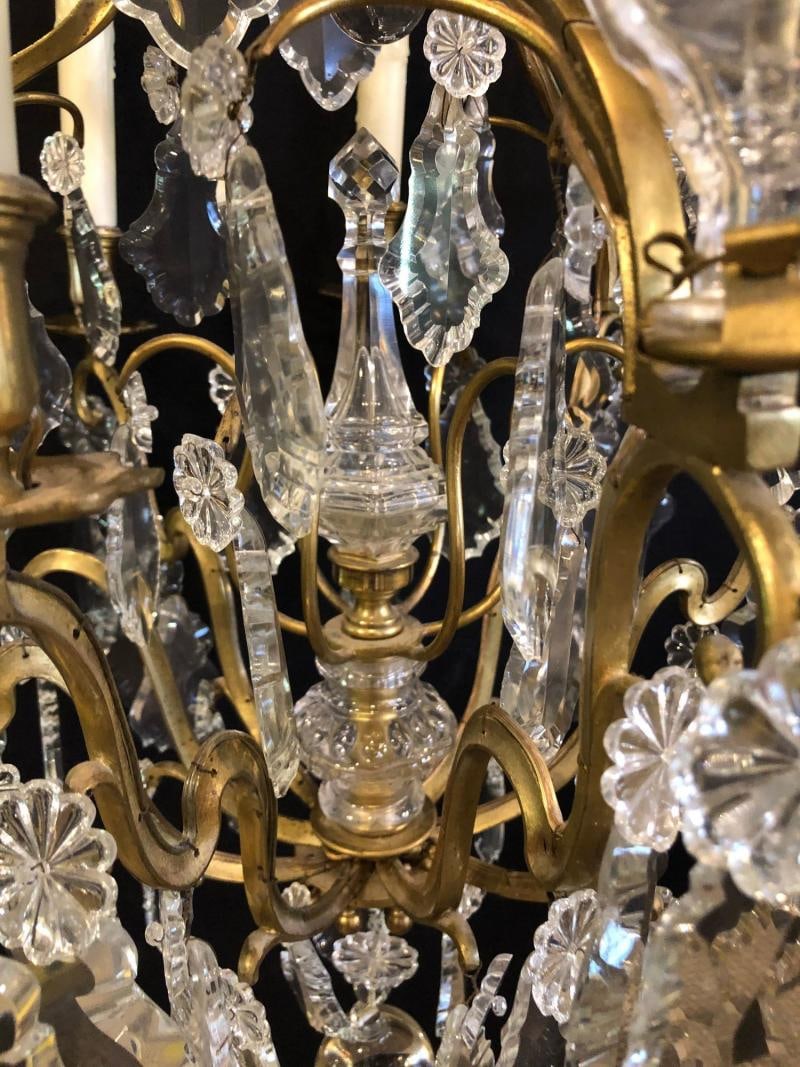French Bronze and Crystal Gilt Chandelier, Louis XVI Style - 6
