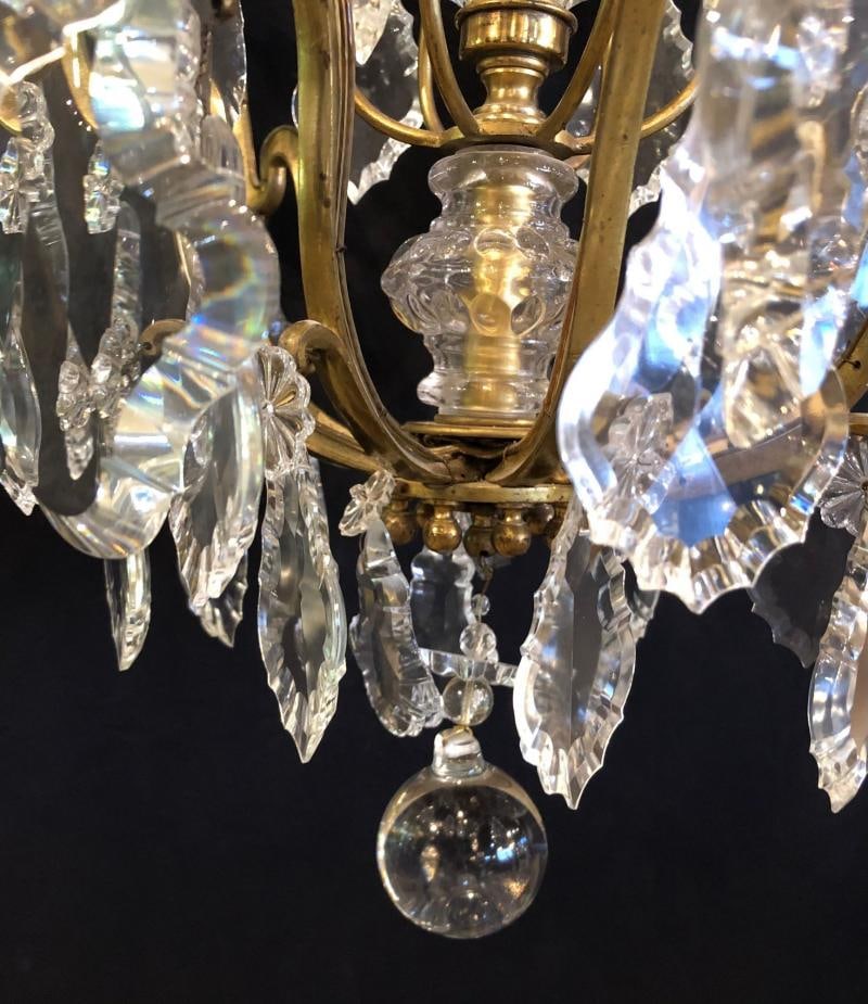 French Bronze and Crystal Gilt Chandelier, Louis XVI Style - 9