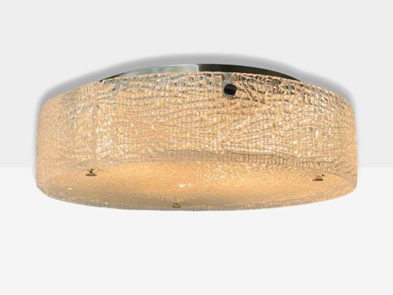 Kaiser Leuchten, Slumped Glass, Steel, Flushmount, Germany, 1960s - 5