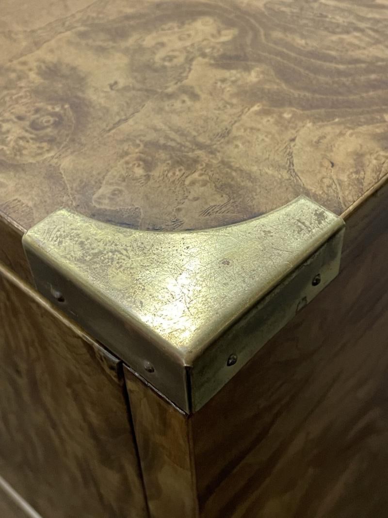 A Burlwood Campaign Chest, Nightstand or End Table. - 8