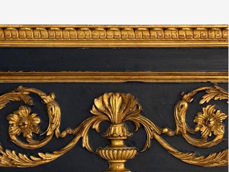 Neoclassical Style, Trumeau Mirror, Black Painted Wood, Giltwood, Italy, 20th C. - 6