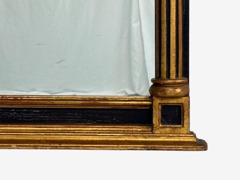 Neoclassical Style, Trumeau Mirror, Black Painted Wood, Giltwood, Italy, 20th C. - 7