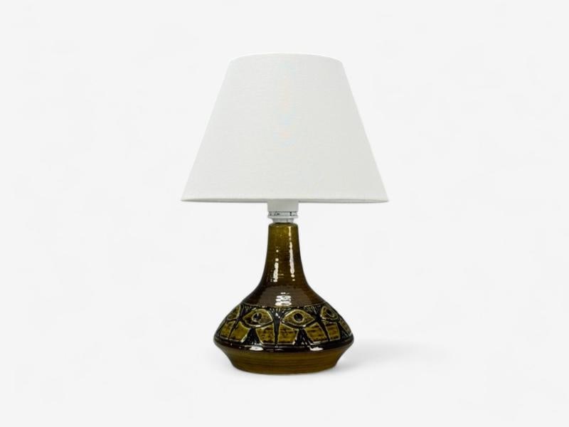 Arne Finne Nielsen, Olive Green Stoneware, Table Lamp, Denmark, 1960s - 3