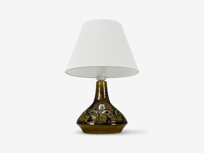 Arne Finne Nielsen, Olive Green Stoneware, Table Lamp, Denmark, 1960s - 5