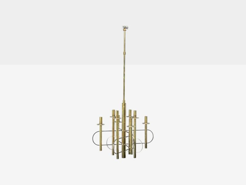 Gaetano Sciolari, Brass, Metal, Glass, Pendant Lights, Italy, 1970s - 4