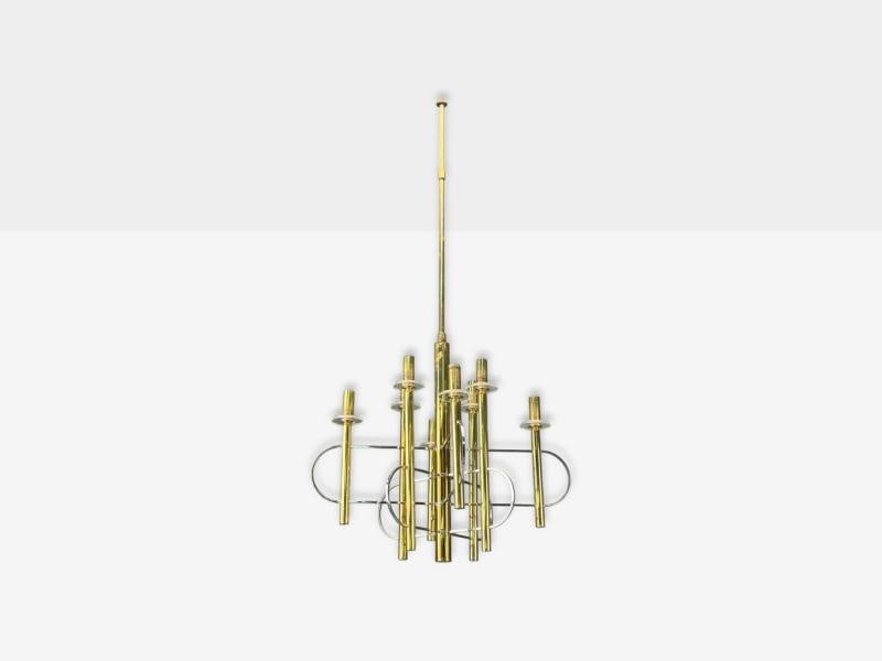 Gaetano Sciolari, Brass, Metal, Glass, Pendant Lights, Italy, 1970s - 7