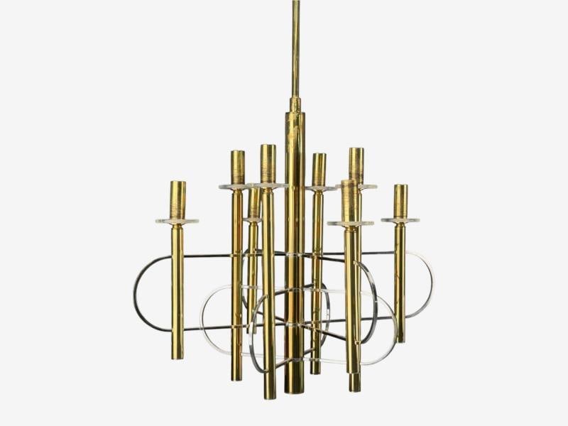 Gaetano Sciolari, Brass, Metal, Glass, Pendant Lights, Italy, 1970s - 8