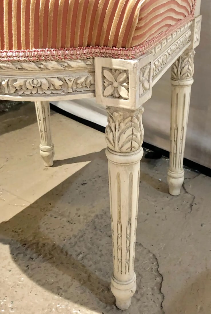 12 Swedish Louis XVI Style Dining / Side Chairs Painted Carved Frames New Fabric - 3