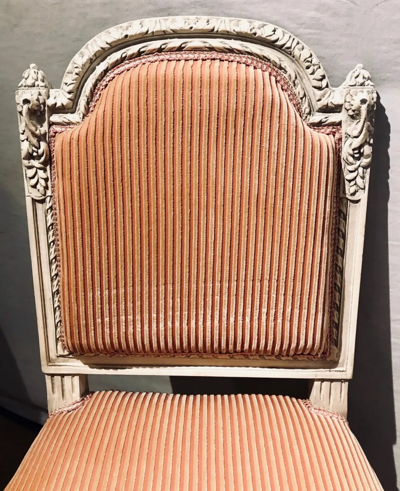 12 Swedish Louis XVI Style Dining / Side Chairs Painted Carved Frames New Fabric - 4