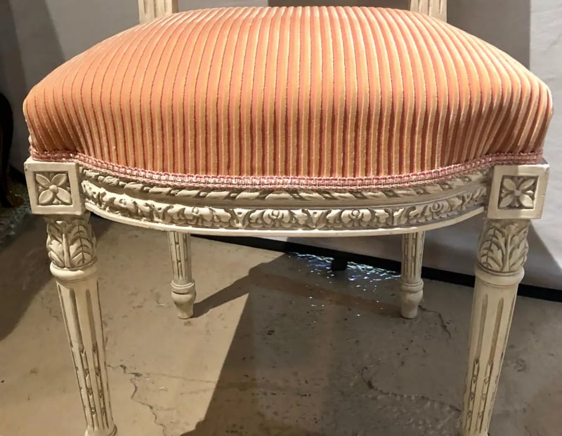 12 Swedish Louis XVI Style Dining / Side Chairs Painted Carved Frames New Fabric - 7