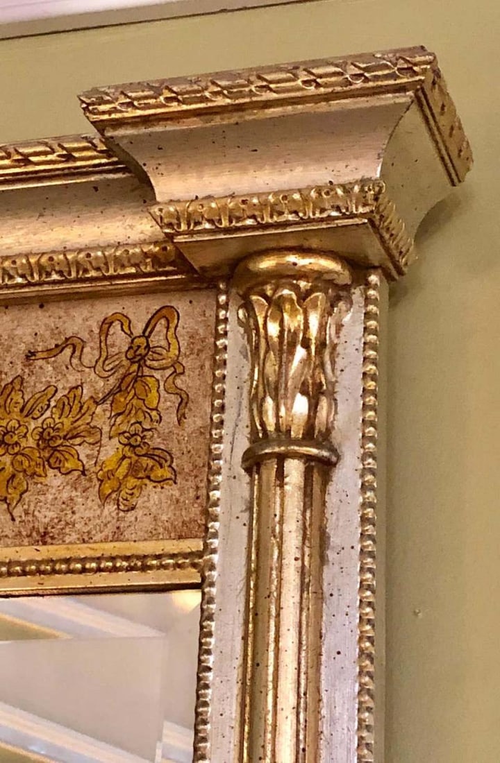 Italian Console Mirror Having Silver Leaf Eglomise Design by LaBarge - 5