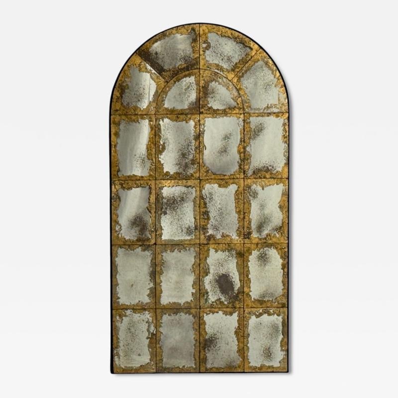 Baroque Style, Eglomise Glass, Arched Gold Wall Mirror, Stained Wood (1 of 10)