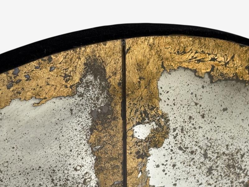 Baroque Style, Eglomise Glass, Arched Gold Wall Mirror, Stained Wood - 8