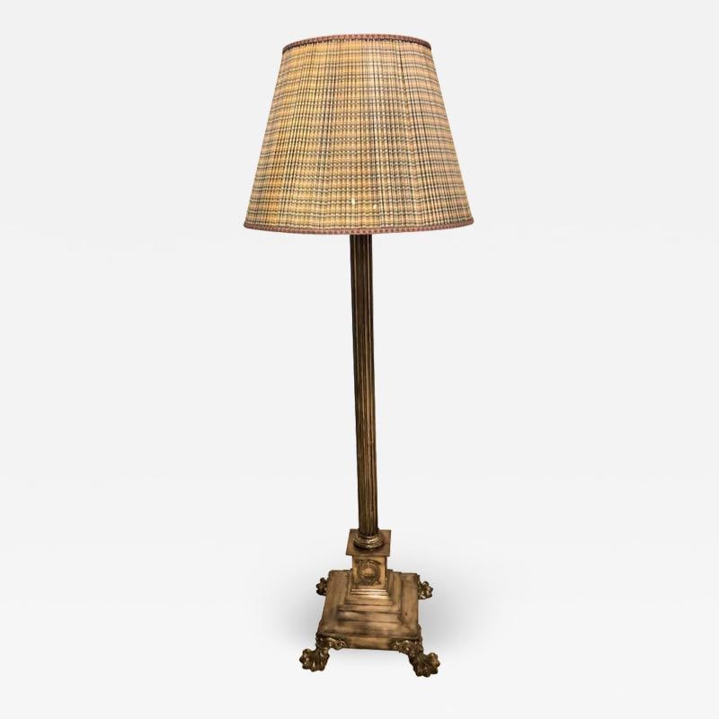 Neoclassical Silver over Bronze Antique Corinthian Column Form Standing Lamp (1 of 8)