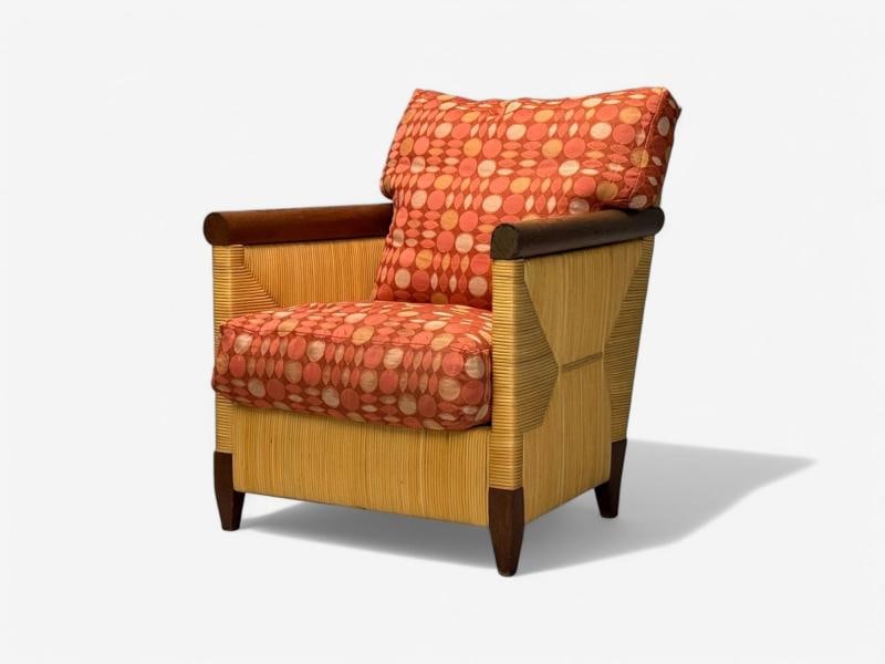 John Hutton, Donghia, Mahogany, Wicker Cane, Merbau Lounge Chairs, USA, 1995 - 10