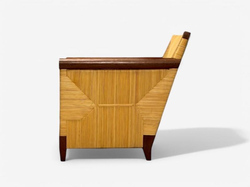 John Hutton, Donghia, Mahogany, Wicker Cane, Merbau Lounge Chairs, USA, 1995 - 8