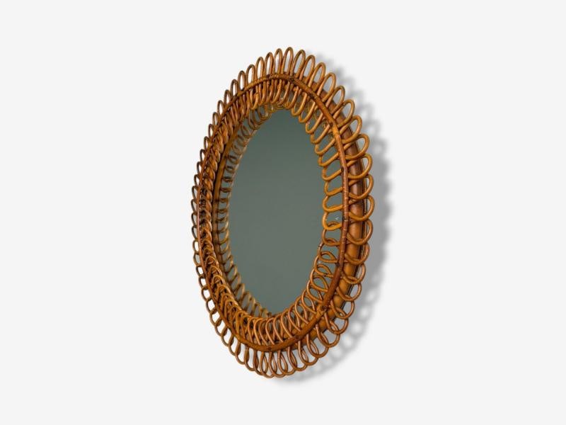 Franco Albini attr., Italian Modern, rattan, Wall Mirror, Italy, 1950s - 5